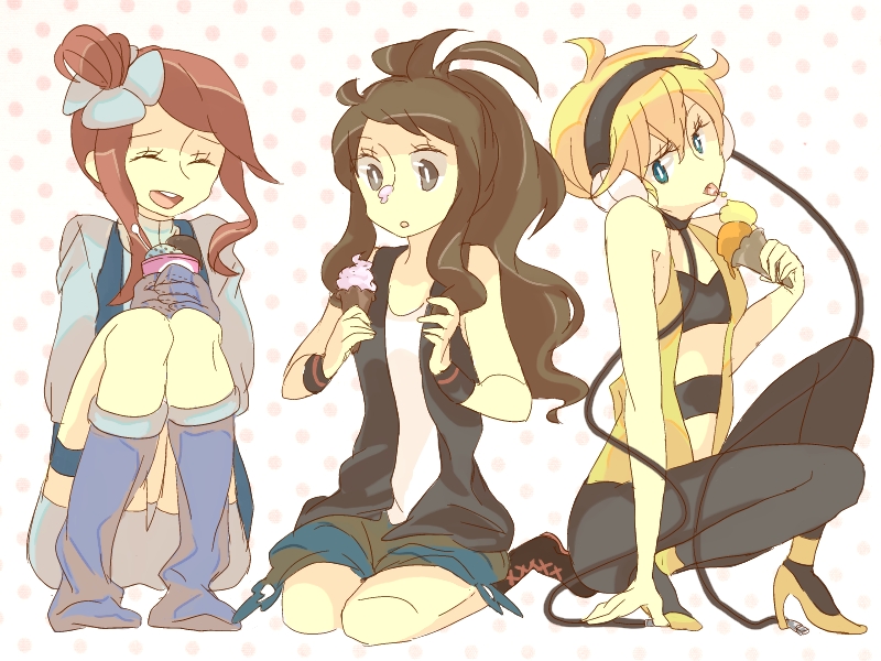 hilda, skyla, and elesa (pokemon and 1 more) drawn by hari611