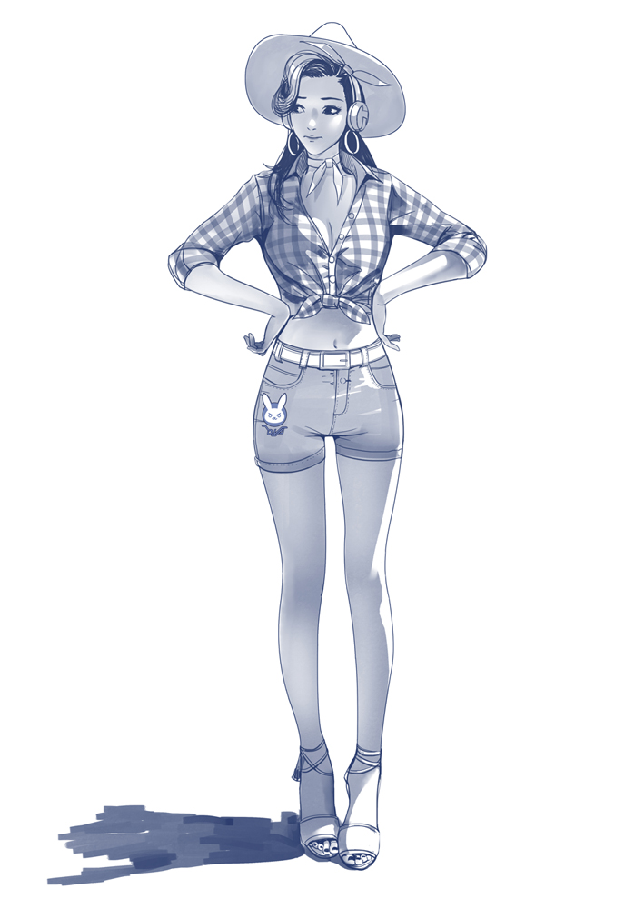d.va and cruiser d.va (overwatch and 1 more) drawn by liang_xing