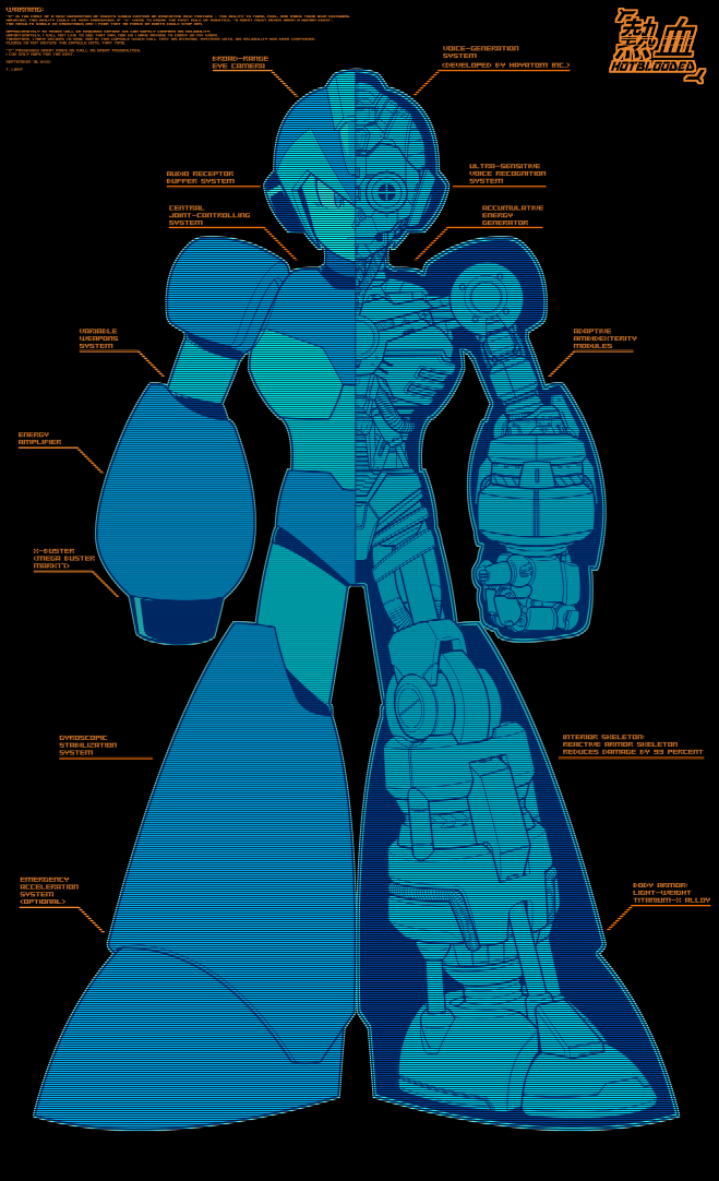 x (mega man and 1 more) drawn by hotbloodedmecha