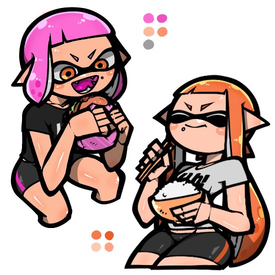 inkling player character, inkling girl, kaori, and surume (splatoon) drawn by name_omoitukan2
