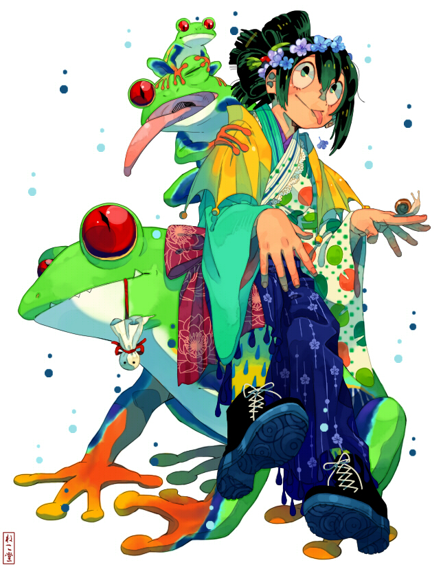 asui tsuyu (boku no hero academia) drawn by nekodou_(yukatin1000)