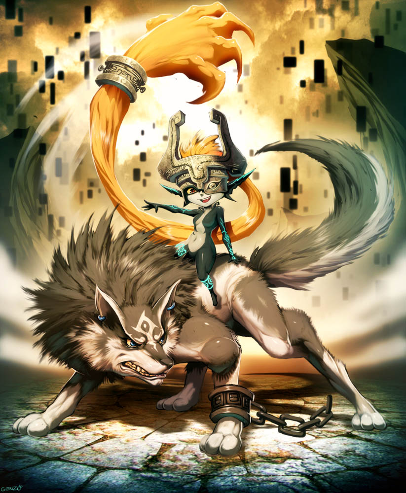 link, midna, and wolf link (the legend of zelda and 1 more) drawn by genzoman
