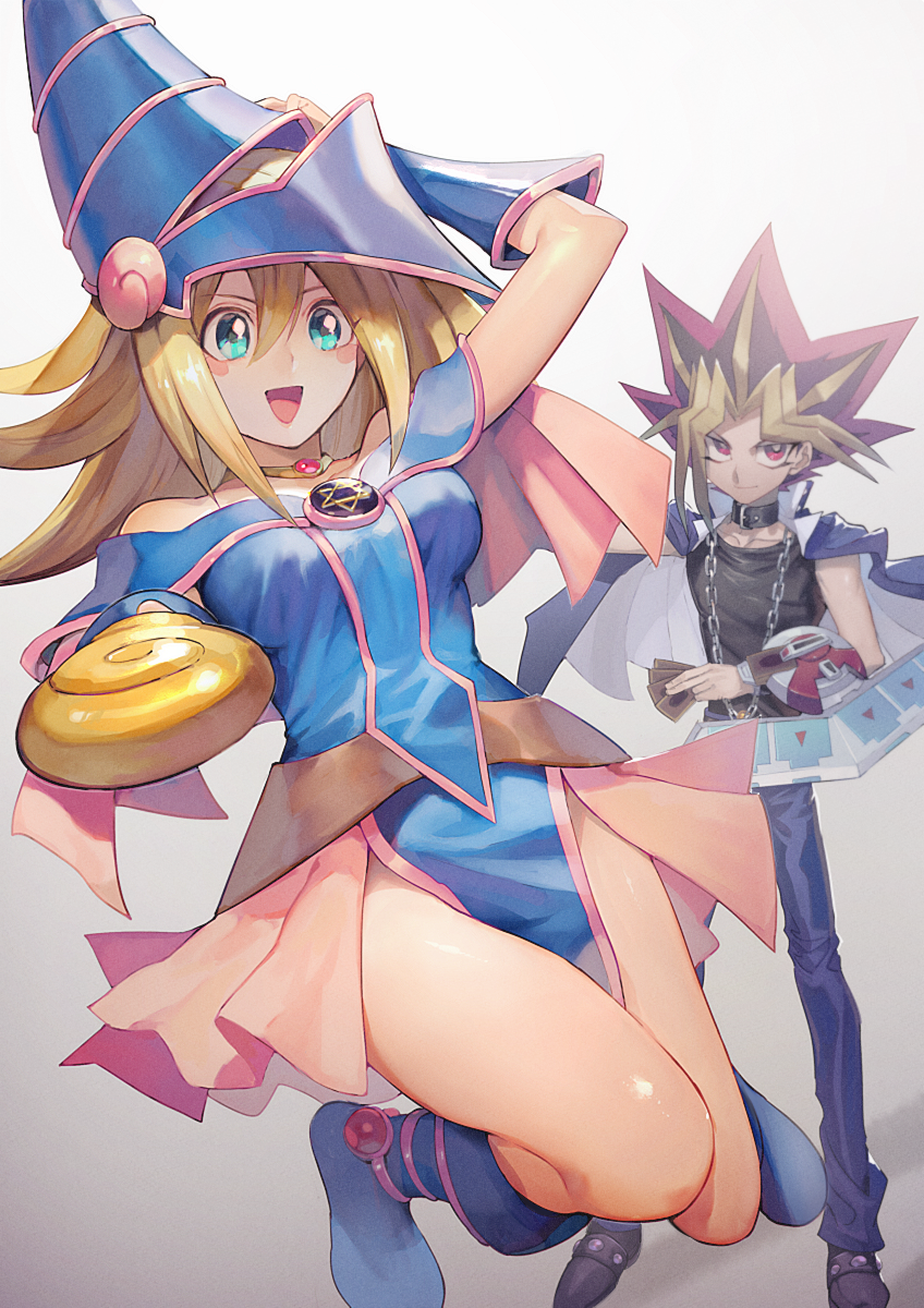 dark magician girl and yami yugi (yu-gi-oh! and 1 more) drawn by aoki_(fumomo)