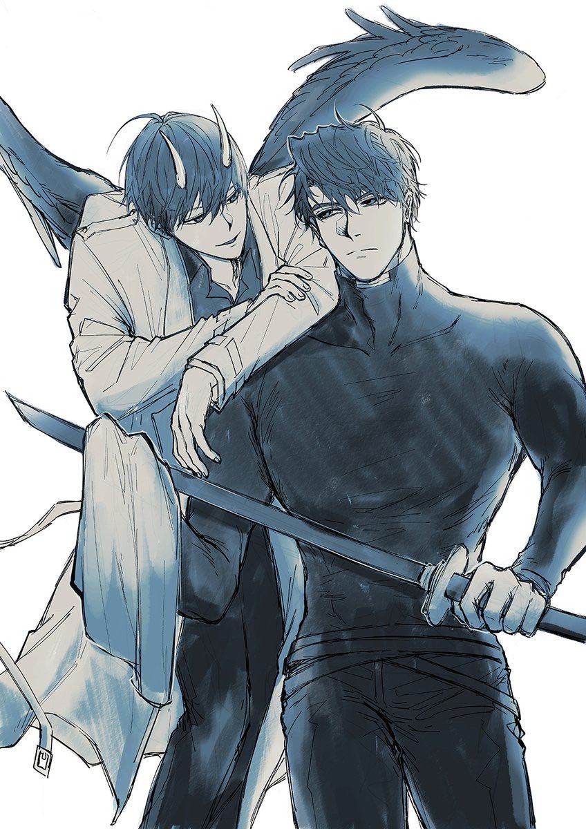 kim dokja and yoo joonghyuk (omniscient reader's viewpoint) drawn by raya_(000_unseen)