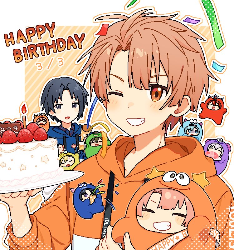 nanase riku, yotsuba tamaki, osaka sougo, izumi iori, izumi mitsuki, and 2 more (idolish7) drawn by maguro_kan