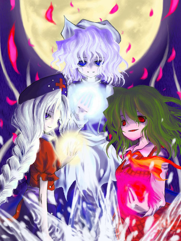 kazami yuuka, yagokoro eirin, and letty whiterock (touhou) drawn by ugatsu_matsuki