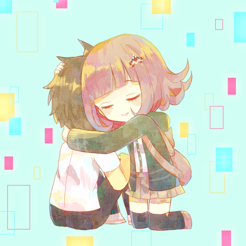 nanami chiaki and hinata hajime (danganronpa and 2 more) drawn by koikeya_(keroro7)
