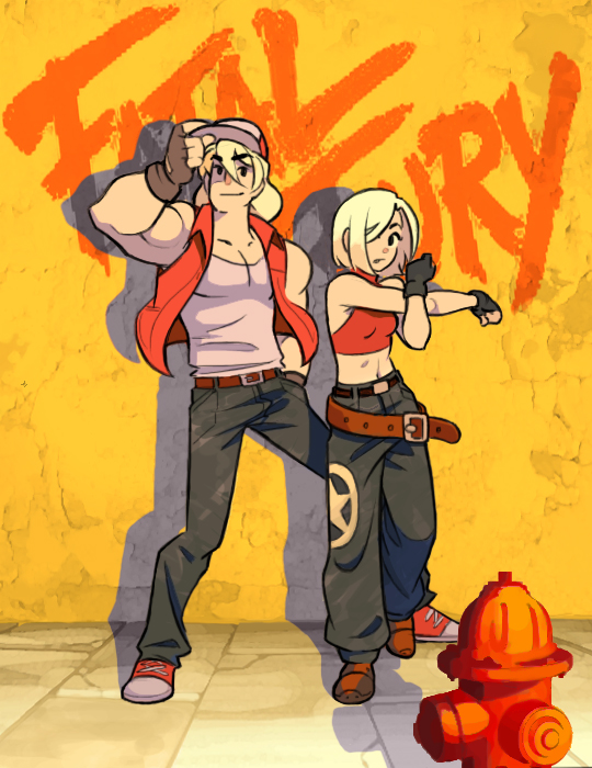 terry bogard and blue mary (the king of fighters and 1 more) drawn by guilhermerm