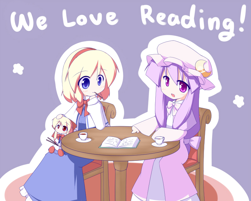 alice margatroid, patchouli knowledge, and shanghai doll (touhou) drawn by miyo_(miyomiyo01)
