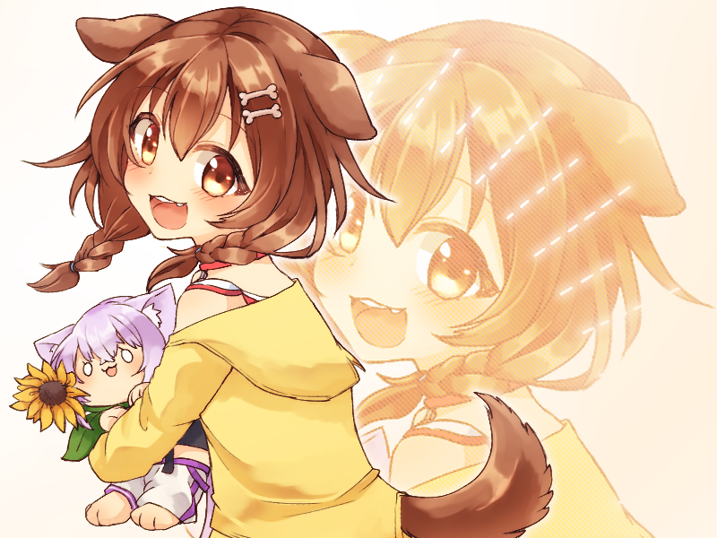 nekomata okayu and inugami korone (hololive) drawn by souffle_sable