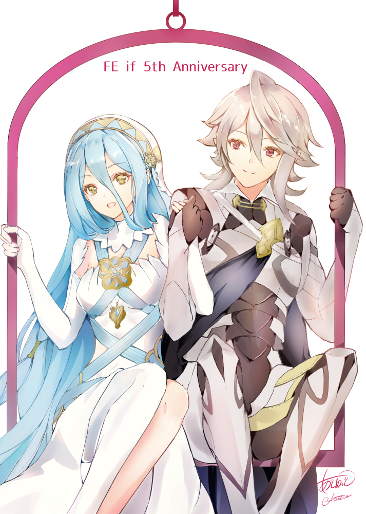azura and male corrin (fire emblem and 2 more) drawn by atoatto