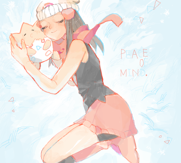 dawn and togepi (pokemon and 1 more) drawn by niko-min-i