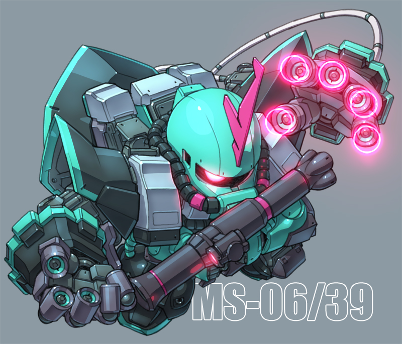 hatsune miku, zaku ii, zeong, and zaku ii s (vocaloid and 3 more) drawn by susagane