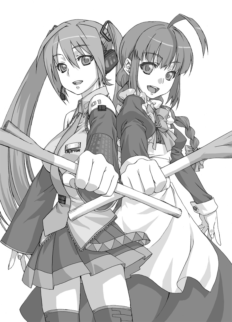 hatsune miku and me-tan (vocaloid and 1 more) drawn by 212_(kisaragi)