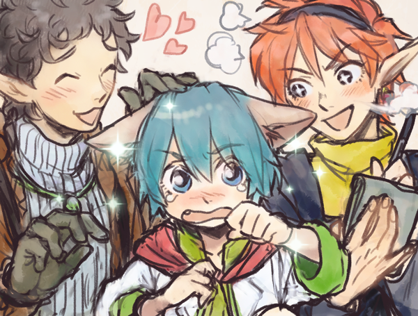 leon geeste, chisato madison, and noel chandler (star ocean and 1 more) drawn by u_(uuupixi)