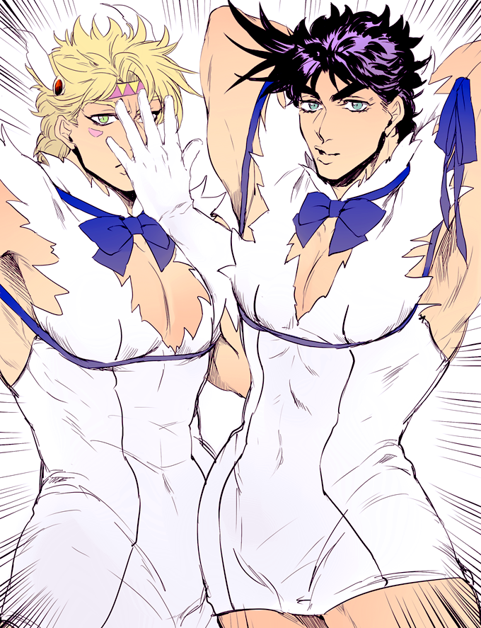 joseph joestar, caesar anthonio zeppeli, and hestia (jojo no kimyou na bouken and 2 more) drawn by sujiko_(125motimoti)