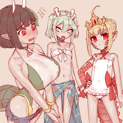 nero claudius, queen draco, louhi, and biscione (fate and 1 more) drawn by solopipb