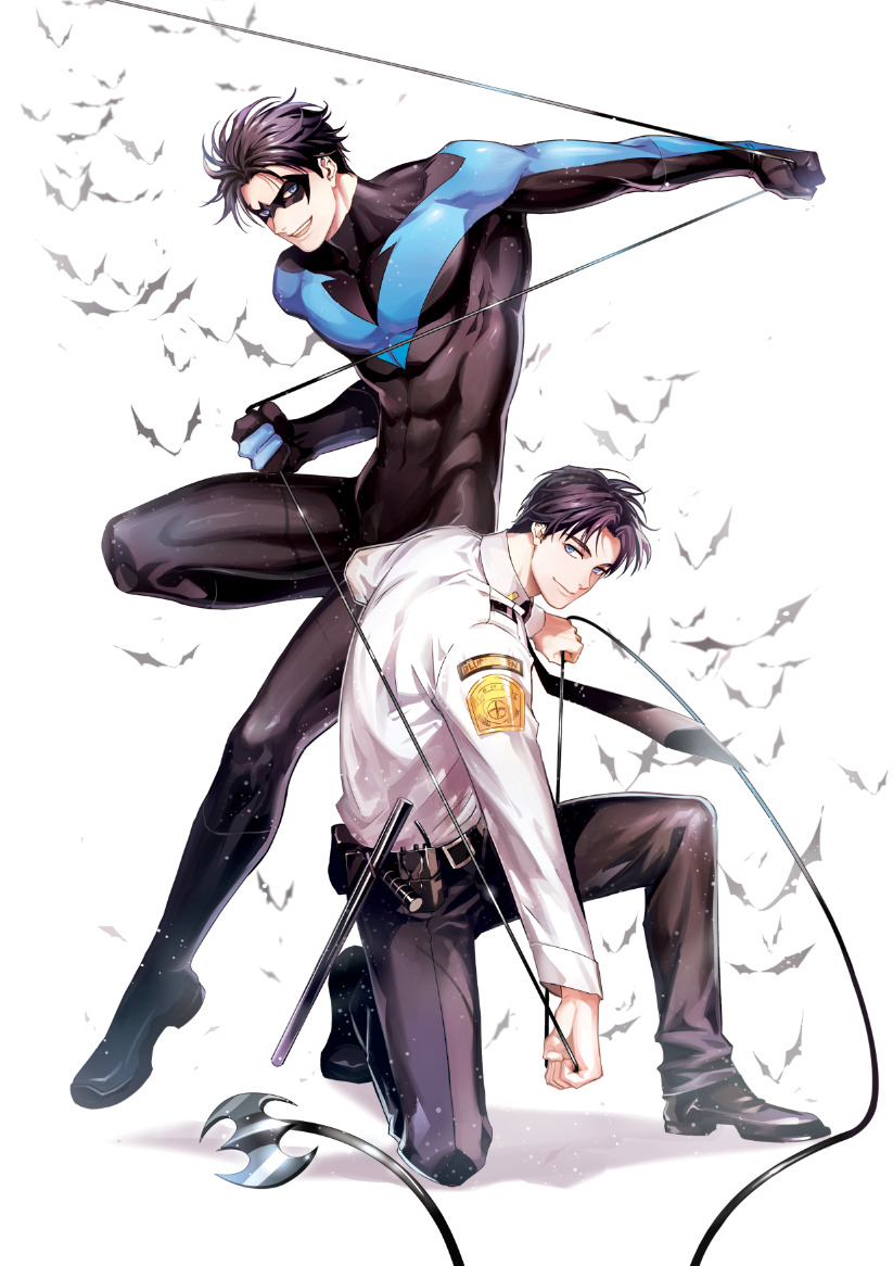 dick grayson and nightwing (dc comics) drawn by stariver00