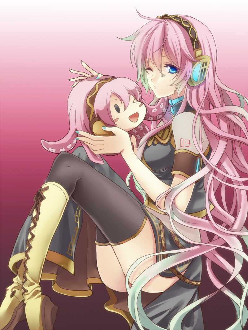 megurine luka and takoluka (vocaloid) drawn by setora