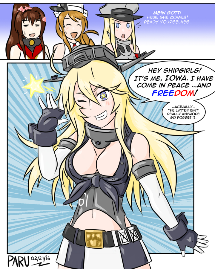 yamato, bismarck, iowa, and littorio (kantai collection) drawn by admiral_paru