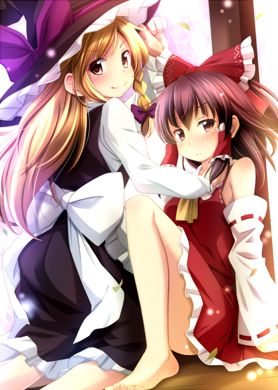 hakurei reimu and kirisame marisa (touhou) drawn by sui._(ayase)