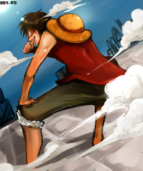 monkey d. luffy (one piece) drawn by chako_nejio