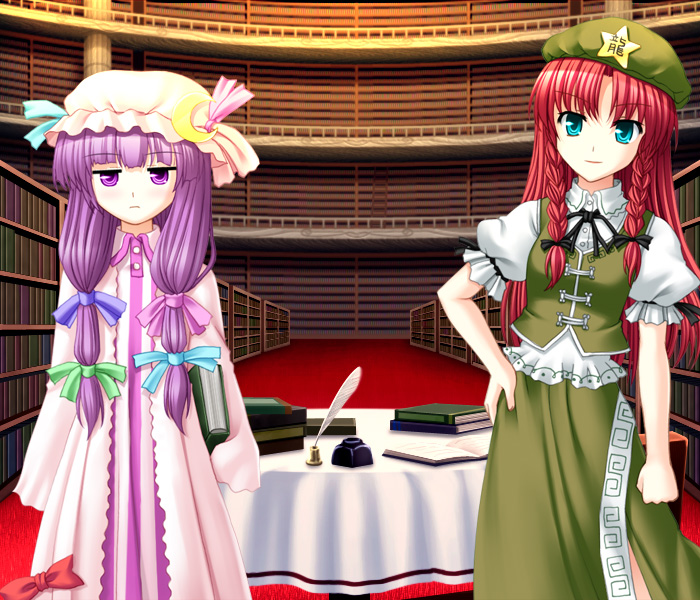 patchouli knowledge and hong meiling (touhou) drawn by totokichi