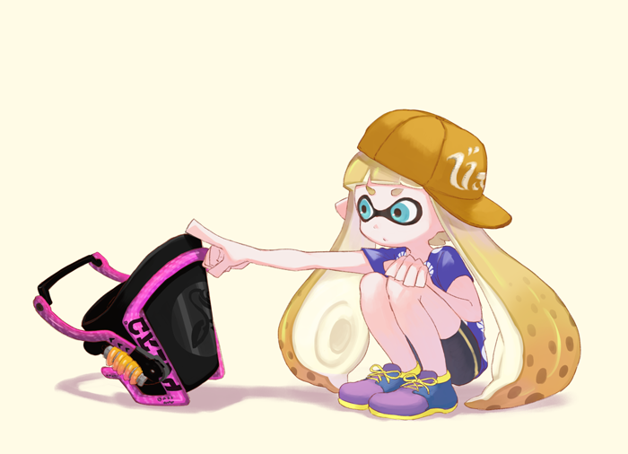 inkling player character and inkling girl (splatoon and 1 more) drawn by nichaku