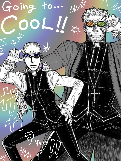alexander anderson and enrico maxwell (hellsing) drawn by v-azazel