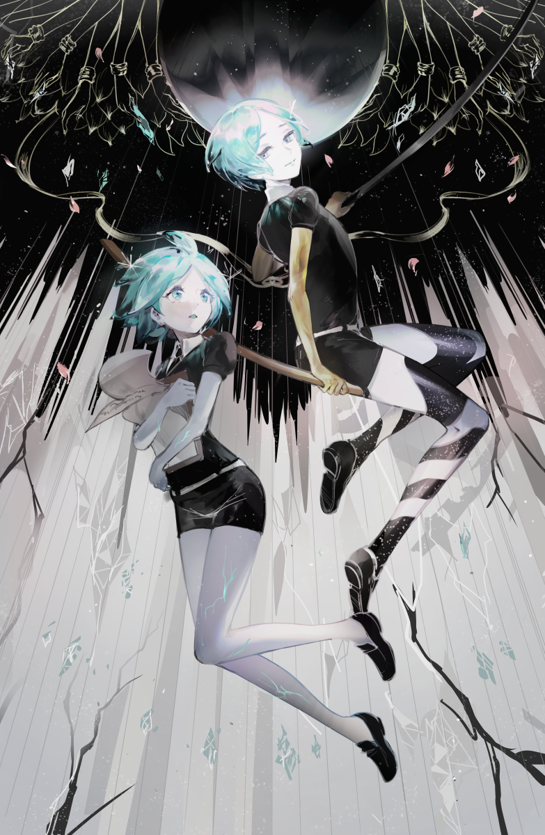 phosphophyllite and tsuki jin (houseki no kuni) drawn by k_(sktchblg)