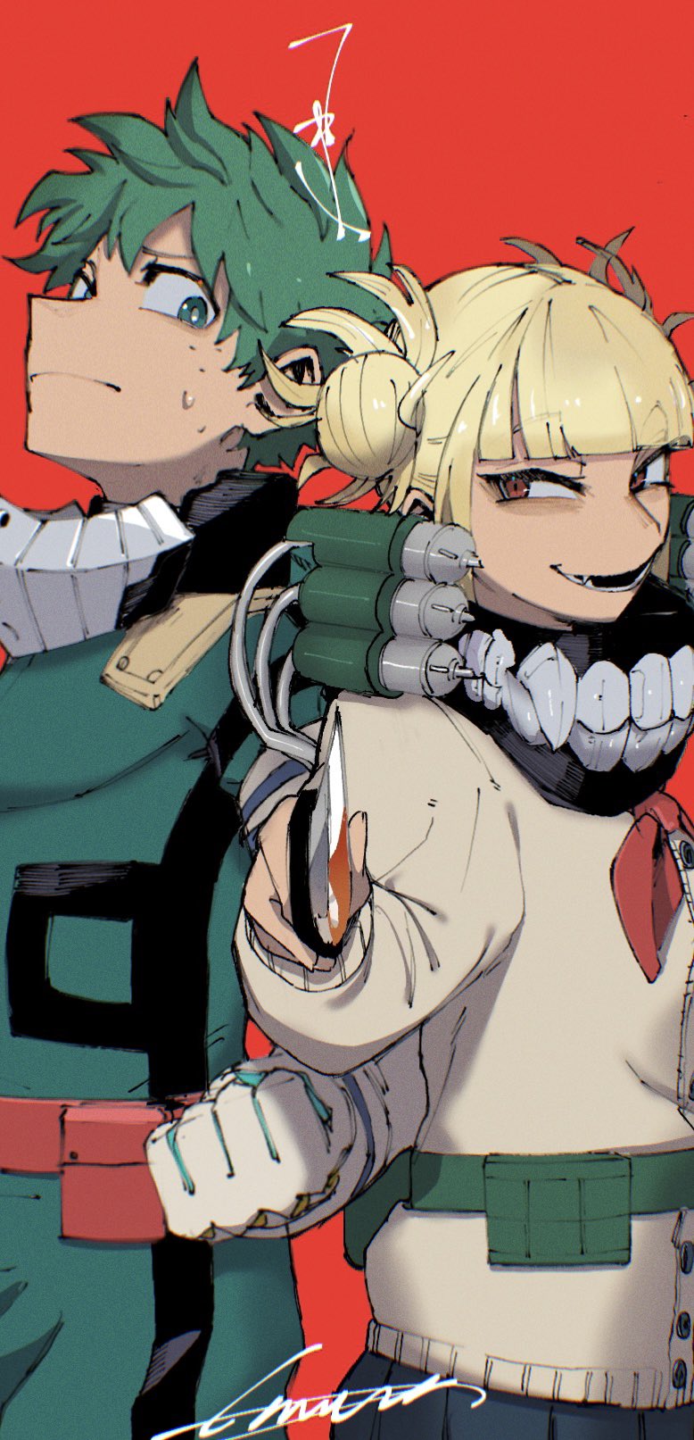 midoriya izuku and toga himiko (boku no hero academia) drawn by kuwanosisyamo