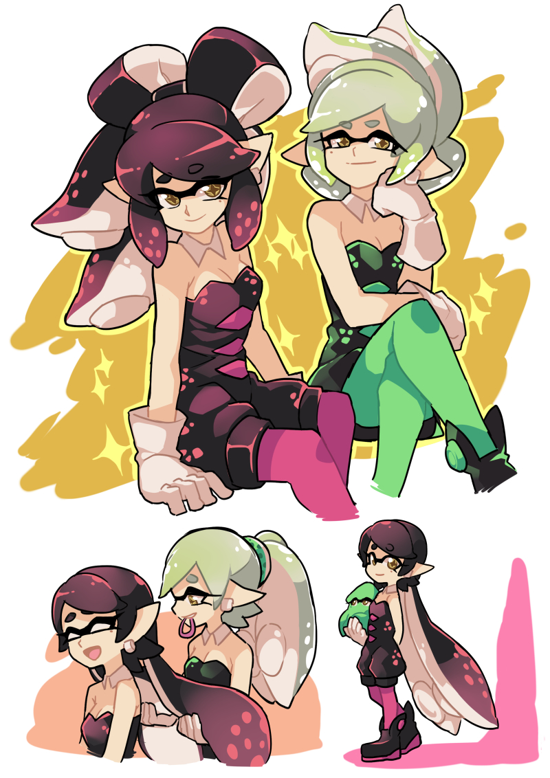 callie and marie (splatoon and 1 more) drawn by gomipomi