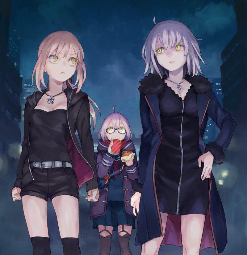 artoria pendragon, jeanne d'arc alter, saber alter, and mysterious heroine x alter (fate and 1 more) drawn by urayamashiro_(artist)