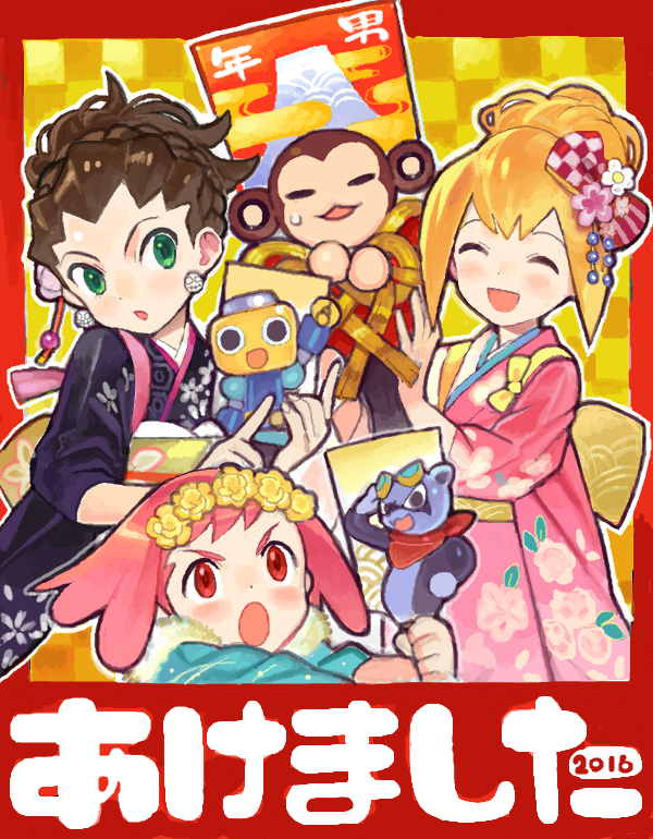tron bonne, roll caskett, servbot, data, and aero (mega man and 1 more) drawn by kin_niku