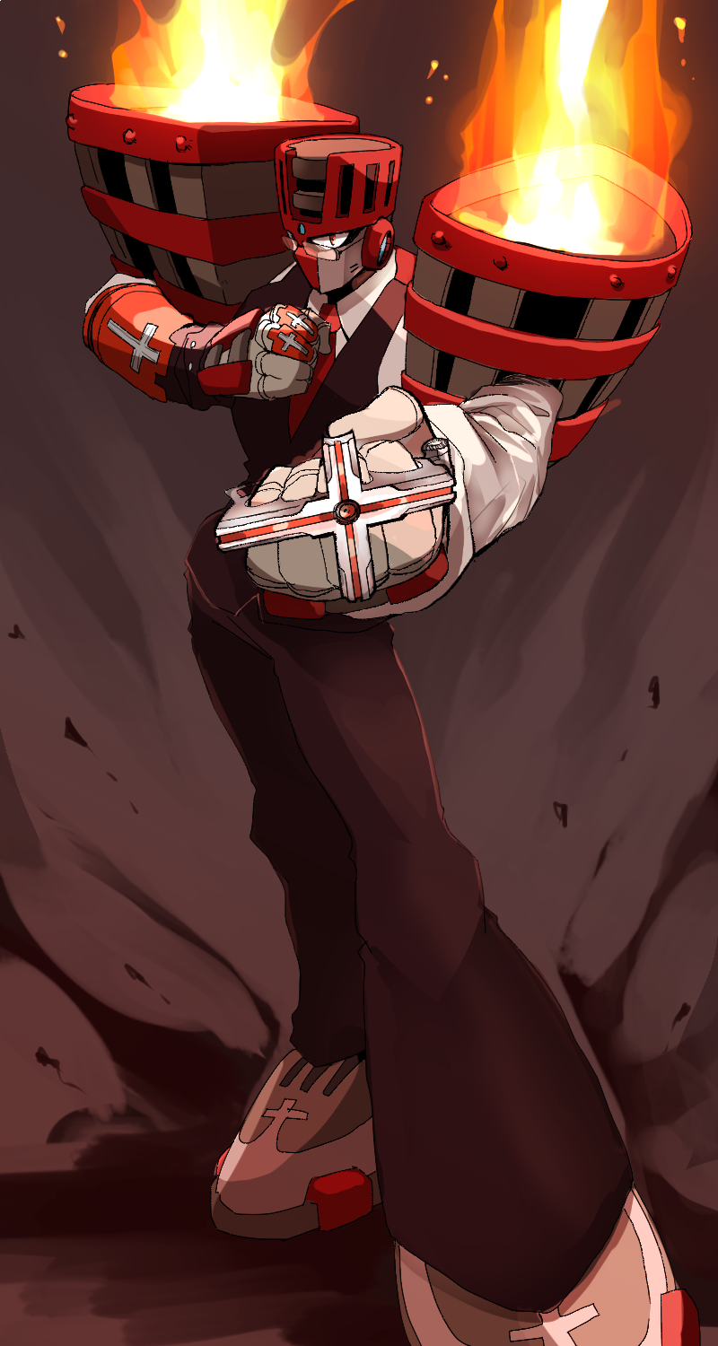 klaus von reinhertz and torch man (mega man and 2 more) drawn by harvest88