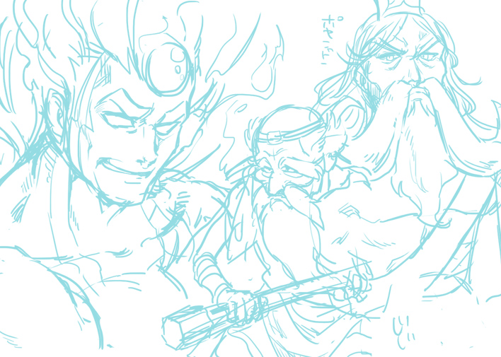 pyrrhon, dyntos, and poseidon (kid icarus and 1 more) drawn by suno_(imydream)