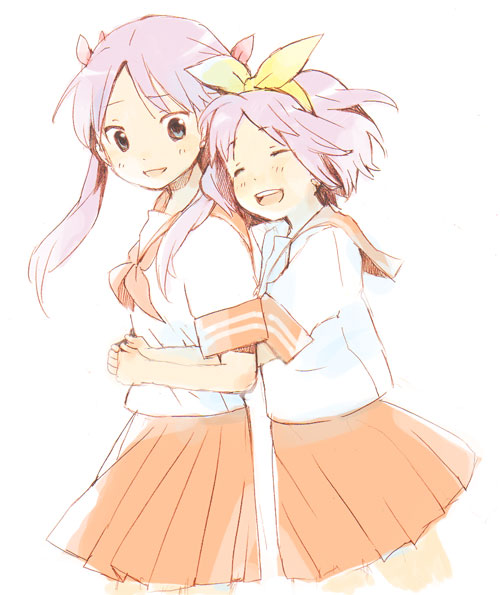 hiiragi kagami and hiiragi tsukasa (lucky star) drawn by wakana_(nagomoo)