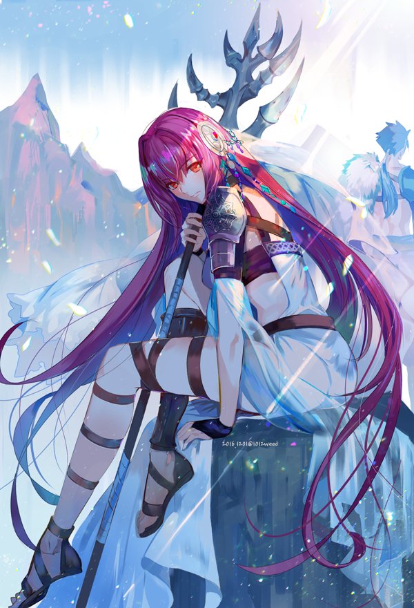 scathach and cu chulainn (fate and 2 more) drawn by weed_(astarone)
