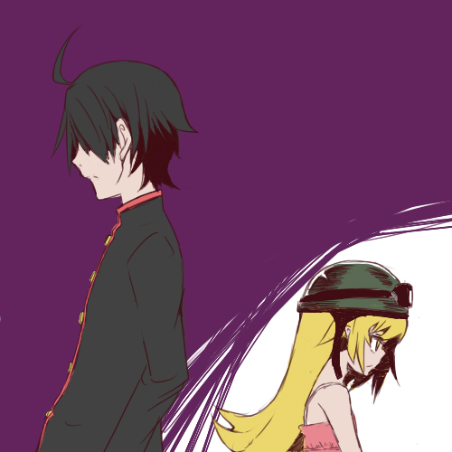 oshino shinobu and araragi koyomi (monogatari and 1 more) drawn by aoiaka_(blueled)