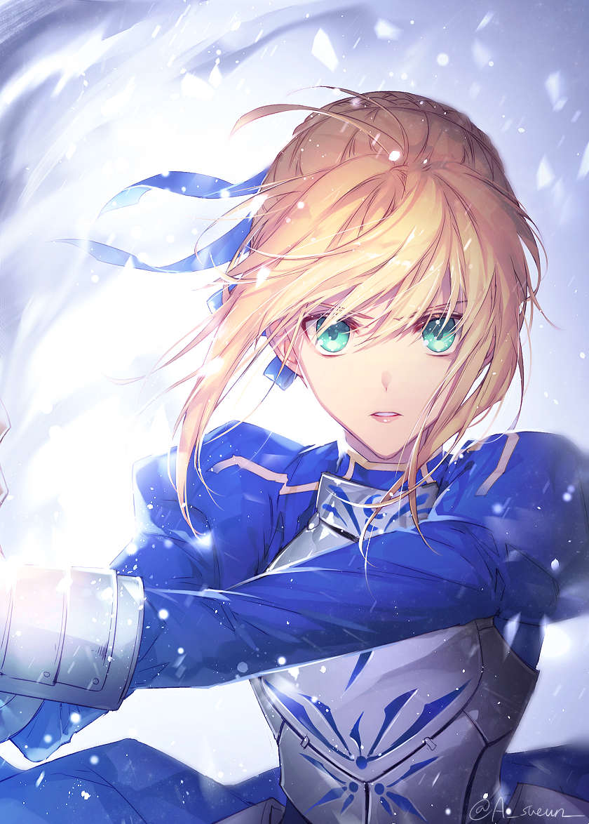 artoria pendragon and saber (fate and 1 more) drawn by h_sueun