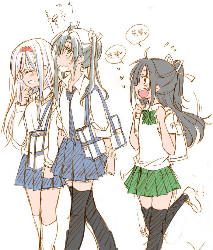 zuikaku, shoukaku, and katsuragi (kantai collection) drawn by sanpachishiki_(gyokusai-jima)