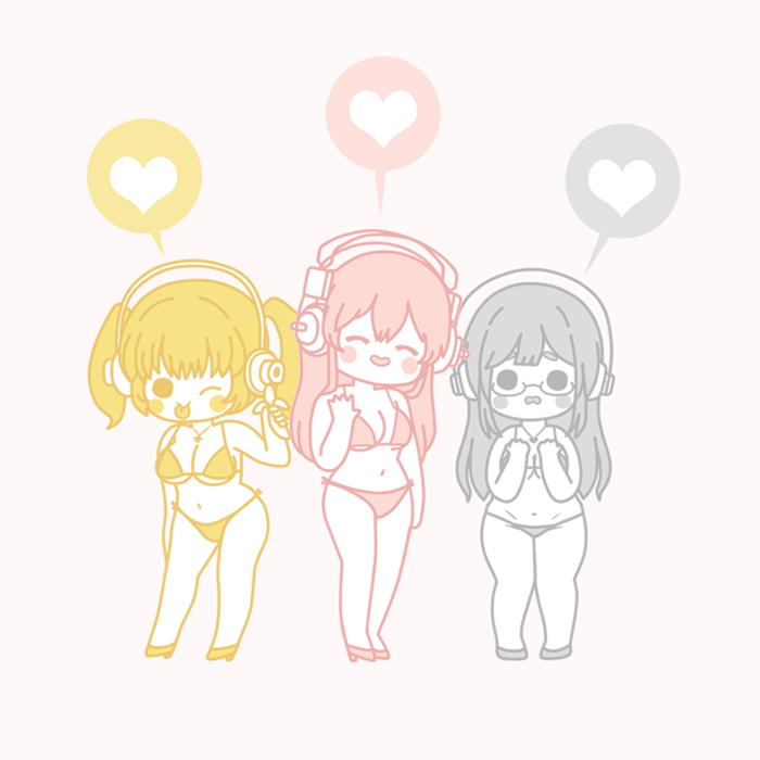 super sonico, super pochaco, and super taruco (nitroplus) drawn by pomodoro2