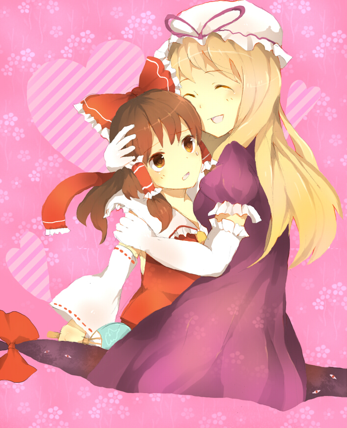 hakurei reimu and yakumo yukari (touhou) drawn by konoka