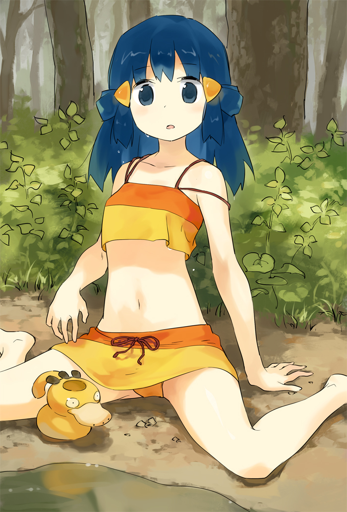 dawn and psyduck (pokemon and 1 more) drawn by emunise