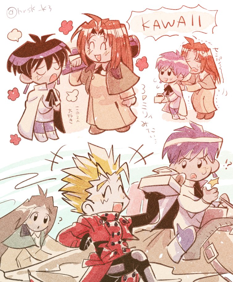 vash the stampede, meryl stryfe, and milly thompson (trigun) drawn by yomotsu_(onet3939)