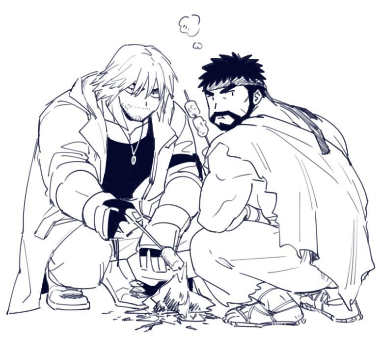ryu and ken masters (street fighter and 1 more) drawn by yuiofire