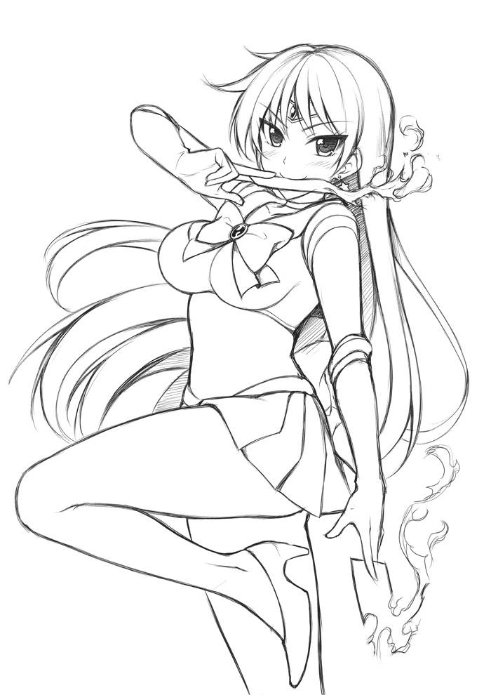 hino rei and sailor mars (bishoujo senshi sailor moon) drawn by peach88