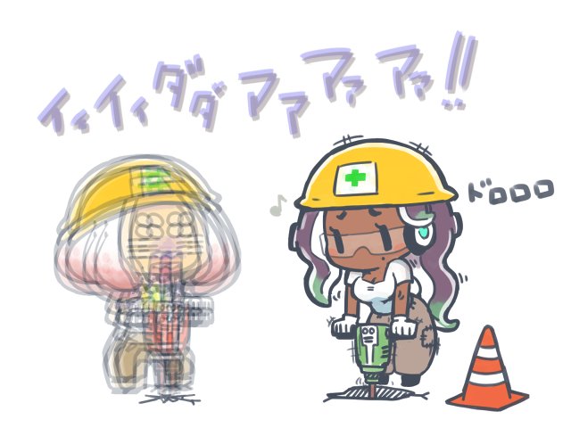 marina and pearl (splatoon and 1 more) drawn by hekoningyou_(waraningyou)