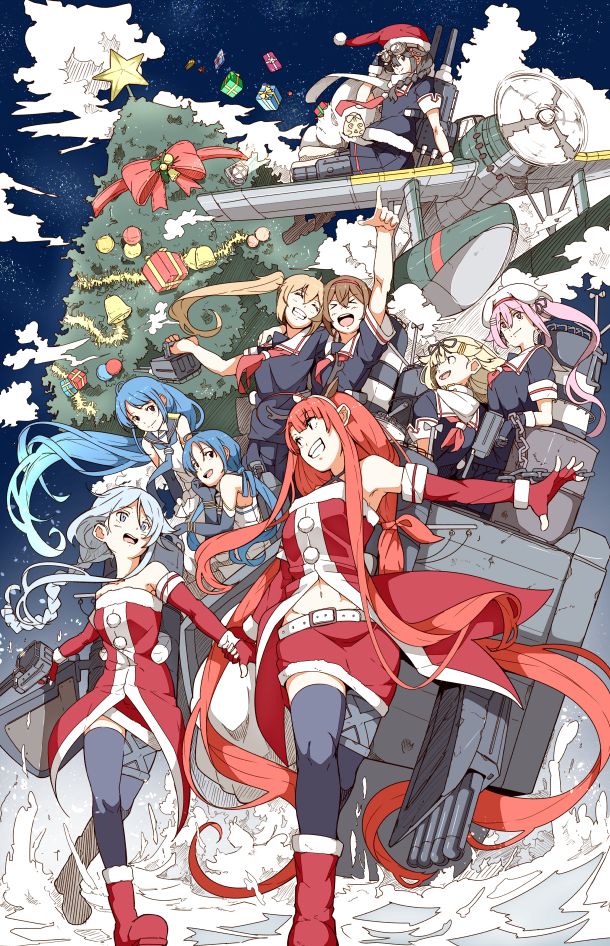 shigure, yuudachi, yuudachi kai ni, samidare, murasame, and 7 more (kantai collection) drawn by ninimo_nimo