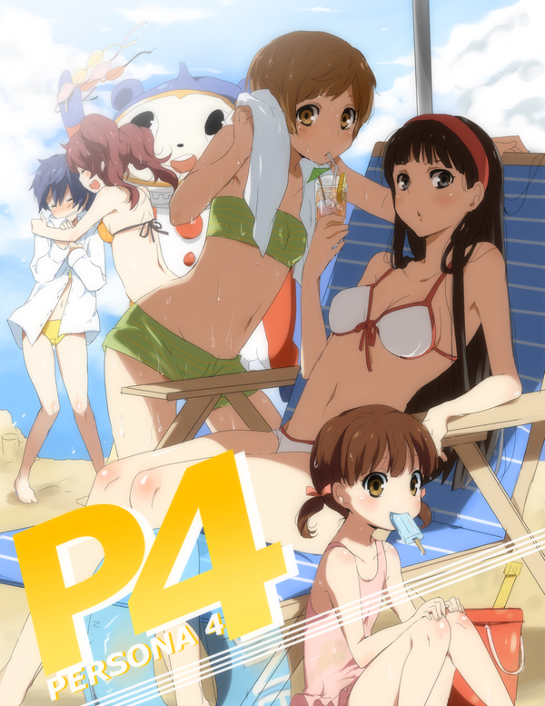 shirogane naoto, satonaka chie, kujikawa rise, amagi yukiko, kuma, and 1 more (persona and 1 more) drawn by kl_(dgzonbi)